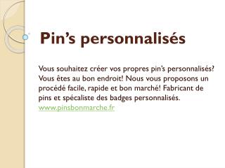 Pin’s personnalisés