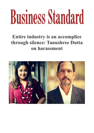  Entire industry is an accomplice through silence: Tanushree Dutta on harassment