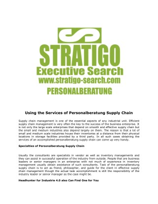 Personalberatung Supply Chain by STRATIGO-SEARCH