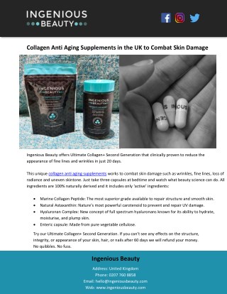 Collagen Anti Aging Supplements in the UK to Combat Skin Damage