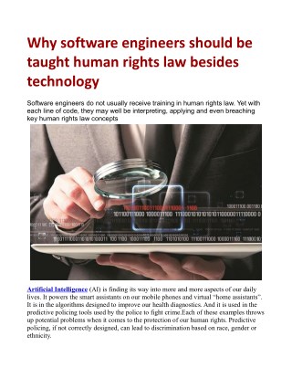 Why software engineers should be taught human rights law besides technology