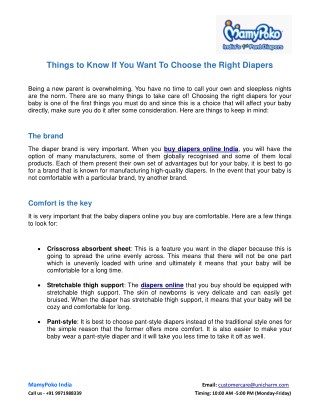 Things to Know If You Want To Choose the Right Diapers