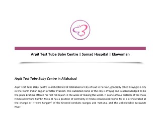 Arpit Test Tube Baby Centre | Samad Hospital | Elawoman