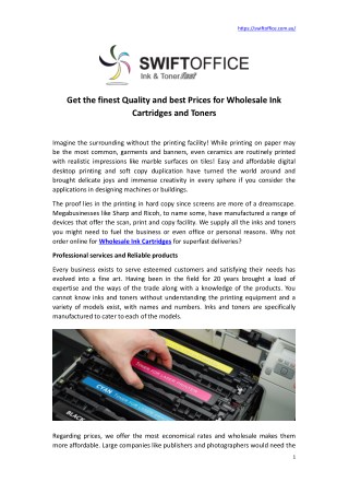 Get the finest Quality and Best Prices for Wholesale Ink Cartridges and Toners