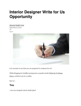 Interior Designer Write for Us Opportunity