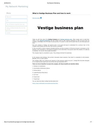 What is Vestige Business Plan and how to work