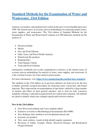 Standard Methods for the Examination of Water and Wastewater, 23rd Edition