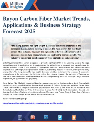 Rayon Carbon Fiber Market Trends, Applications & Business Strategy Forecast 2025