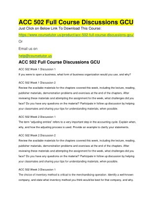 ACC 502 Full Course Discussions GCU