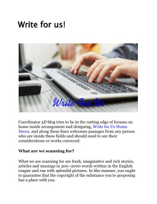 Write for us!