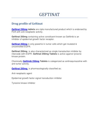 Geftinat 250 mg : Geftinib Natco Uses, Side Effect, Price, Cost India.