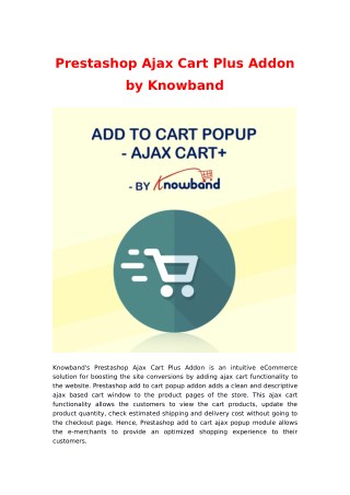 Knowband's Prestashop Ajax Cart Plus Addon | Add to cart Popup Extension