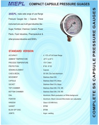 MIEPL Low range Pressure Gauges Compact Capsule | Seeautomation