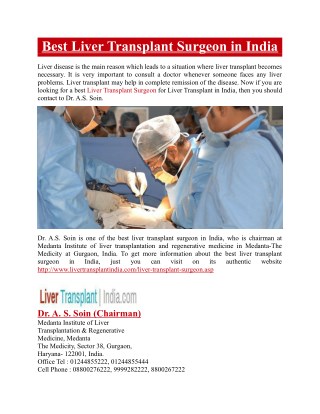 Best Liver Transplant Surgeon in India