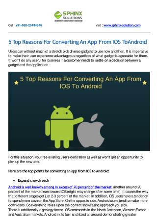 5 Top Reasons For Converting An App From IOS To Android