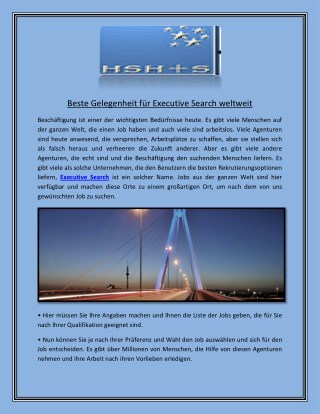 Beste Gelegenheit für Executive Search weltweit