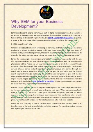 Why SEM for your Business Development?