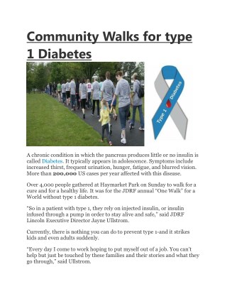 Community Walks for type 1 Diabetes