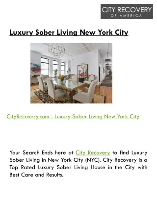 Luxury Sober Living New York City