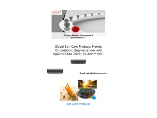 Global Sun Care Products Market Size, Share, Key Companies | Industry Report, 2018-2024