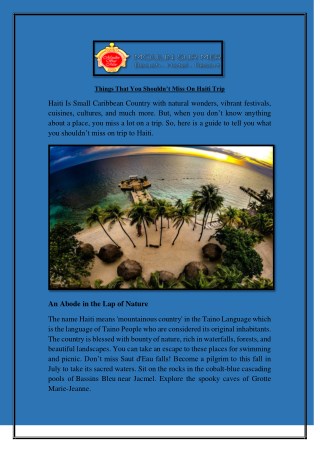 Things That You Shouldn’t Miss On Haiti Trip