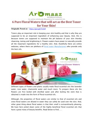 6 Pure Floral Waters that will act as the Best Toner for Your Skin!