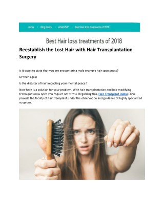 Reestablish the Lost Hair with Hair Transplantation Surgery