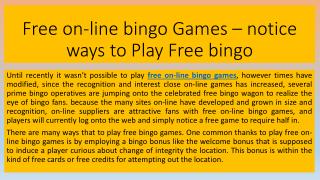 Free on-line bingo Games – notice ways to Play Free bingo