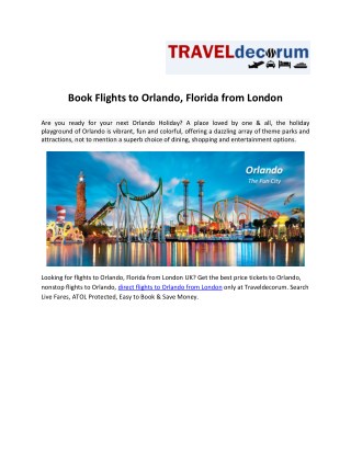 Cheap Flights to Orlando from London 2018-2019