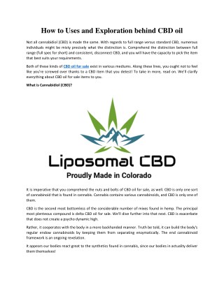 How to Uses and Exploration behind CBD oil | liposomal-cbd