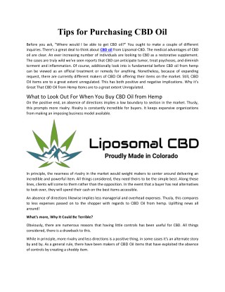 Tips for Purchasing CBD Oil | liposomal-cbd