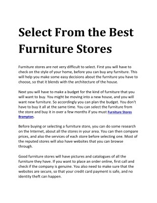 Furniture Stores Brampton