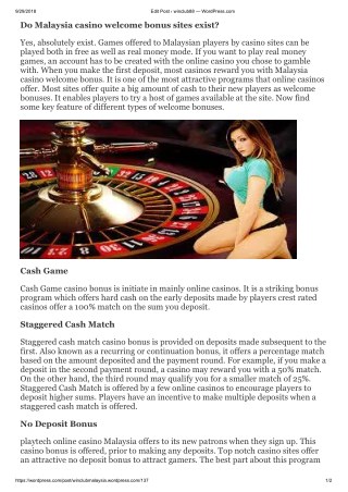 Do Malaysia casino welcome bonus sites exist