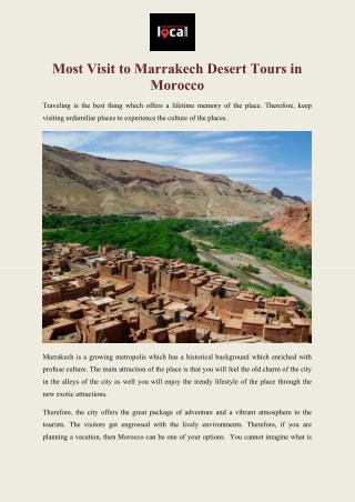 Most Visit to Marrakech Desert Tours in Morocco