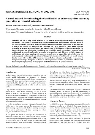 A novel method for enhancing the classification of pulmonary data sets using generative adversarial networks