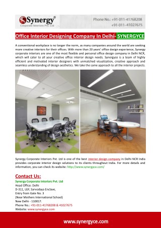 Office Interior Designing Company In Delhi- SYNERGYCE