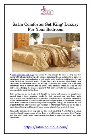 Satin Comforter Set King: Luxury For Your Bedroom