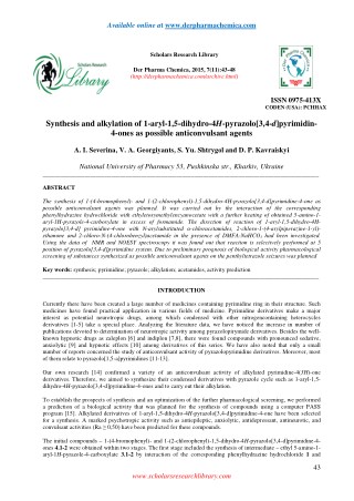 Synthesis and alkylation of 1-aryl-1,5-dihydro-4H-pyrazolo[3,4-d]pyrimidin4-ones as possible anticonvulsant agents