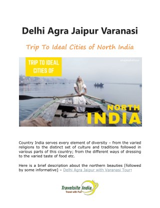 Trip To Ideal North India Cities - Delhi Agra Jaipur Varanasi