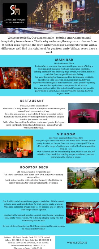 Things to do Cork - soho restaurant