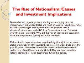 The Rise of Nationalism: Causes and Investment Implications