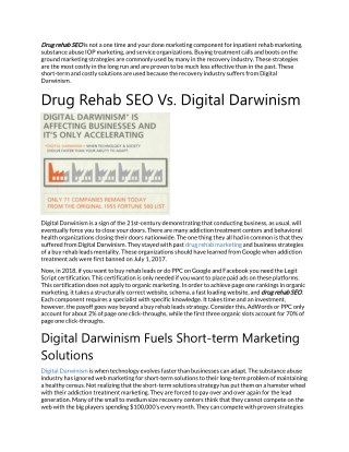 Drug Rehab SEO vs Digital Darwinism