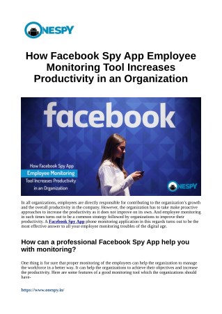 How Facebook Spy App Employee Monitoring Tool Increases Productivity in an Organization