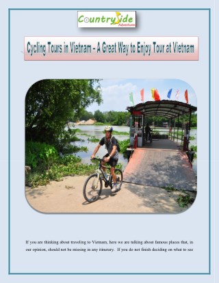 Cycling tour in Vietnam - A great way to enjoy tour at Vietnam
