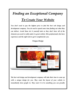 Finding an Exceptional Company to Create your Website