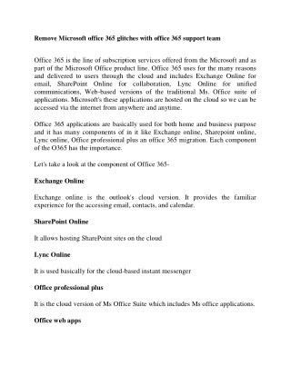 Remove Microsoft office 365 glitches with office 365 support team