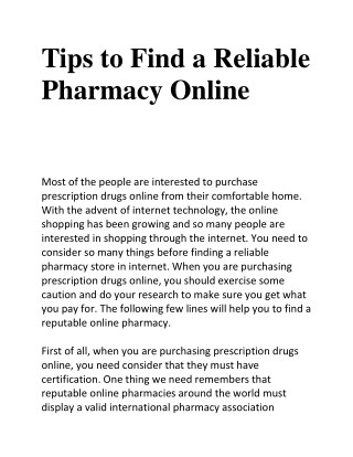 Tips to Find a Reliable Pharmacy Online