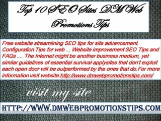 Top 10 SEO Sites | DM Web Promotions Tips