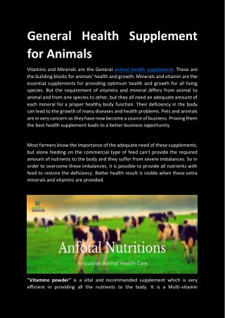 Animal health supplements