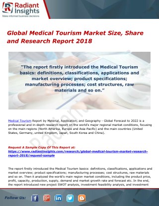 Global Medical Tourism Market Size, Share and Research Report 2018